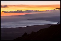 Coastal plain, bay, and Mauna Loa flank at sunset. Hawaii Volcanoes National Park ( color)