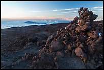 Summit cairn, Mauna Loa. Hawaii Volcanoes National Park, Hawaii, USA. (color)