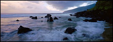 Dynamic seascape with boulders and surf, Tau Island. National Park of American Samoa (Panoramic color)