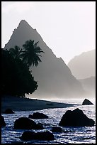 Sunuitao Peak from the South Beach, early morning, Ofu Island. National Park of American Samoa ( color)