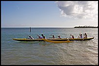 Outrigger canoe, Maunalua Bay, late afternoon. Oahu island, Hawaii, USA (color)