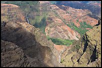 Waipoo falls and Waimea Canyon, afternoon. Kauai island, Hawaii, USA