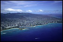 Aerial view of city and bay. Honolulu, Oahu island, Hawaii, USA ( color)