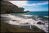 Surf and green sand, Papakolea Beach. Big Island, Hawaii, USA (color)