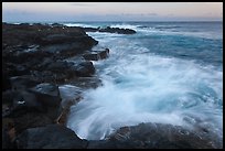 Surf and lava shoreline at sunset, South Point. Big Island, Hawaii, USA (color)