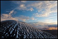 High altitude volcano with snow at sunset. Mauna Kea, Big Island, Hawaii, USA