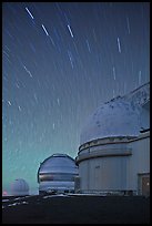 Telescopes and star trails. Mauna Kea, Big Island, Hawaii, USA ( color)