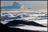 Ridges and sea of clouds. Mauna Kea, Big Island, Hawaii, USA (color)