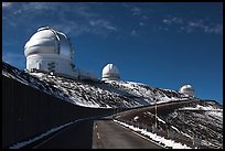 Observatories and recent snow. Mauna Kea, Big Island, Hawaii, USA ( color)