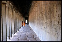 Eterior deambulatory of Angkor Wat, all covered with bas-reliefs. Angkor, Cambodia (color)