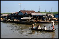 Houses along Tonle Sap river. Cambodia
