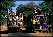 Crowded public busses. Mount Popa, Myanmar