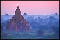 Pastel colors at dawn. Bagan, Myanmar