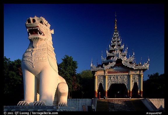 Lion at the entrance of  Mandalay Hill. Mandalay, Myanmar