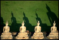 Buddha images and shadows, Wat Chai Mongkon. Ayuthaya, Thailand (color)