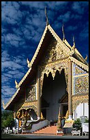 Wat Phra Singh, typical of northern Thai architecture. Chiang Mai, Thailand (color)