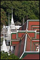 Temple and chedis from above. Bangkok, Thailand (color)
