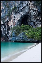Beach, cliff and cave, Rail Leh. Krabi Province, Thailand ( color)
