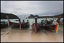 Long tail boats and bay, Ao Lo Dalam, Ko Phi-Phi island. Krabi Province, Thailand ( color)