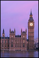 Big Ben tower, palace of Westminster, dawn. London, England, United Kingdom (color)
