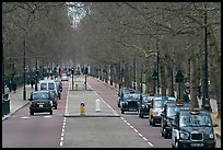 Black cabs and street near Saint James Park with. London, England, United Kingdom (color)