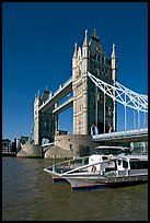 Catamaran below Tower Bridge. London, England, United Kingdom ( color)