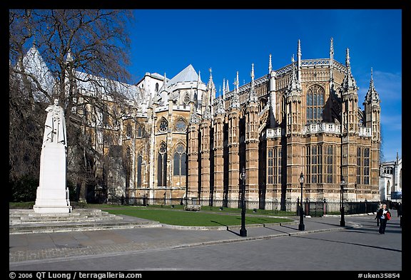 Westminster Abbey gothic spires. London, England, United Kingdom