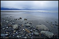 Sandy beach, rocks, and stormy skies on the Bay. Homer, Alaska, USA ( color)