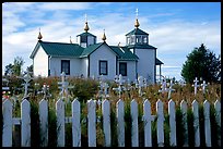 Picket Fence and old Russian church. Ninilchik, Alaska, USA (color)