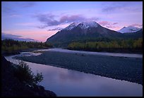 Matanuska River and Chugach mountains at sunset. Alaska, USA