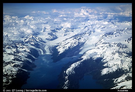 Aerial view of tidewater glaciers in Prince William Sound. Prince William Sound, Alaska, USA