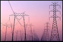 High voltage power lines at dusk. California, USA ( color)