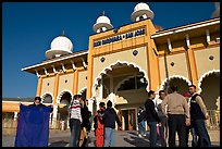 Indian immigrants gathering in fron of the Sikh Gurdwara Temple. San Jose, California, USA ( color)