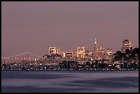 Sausalito houseboats and San Francisco skyline at night. San Francisco, California, USA ( color)