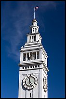 Clock tower of the Ferry building, 204 foot tall. San Francisco, California, USA (color)