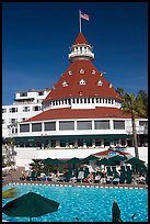 Swimming pool and tower,  Del Coronado hotel. San Diego, California, USA ( color)
