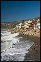 Beachfront homes  near Rincon Island. California, USA (color)