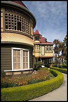 Mansion wing with door to nowhere in the background. Winchester Mystery House, San Jose, California, USA ( color)