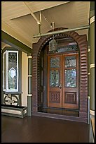 Main entrance doors, always locked. Winchester Mystery House, San Jose, California, USA ( color)
