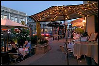 Restaurant dining on outdoor tables, Castro Street, Mountain View. California, USA (color)