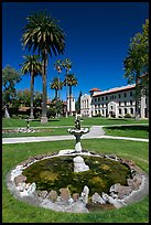 Fountain and lawn near mission, Santa Clara University. Santa Clara,  California, USA ( color)