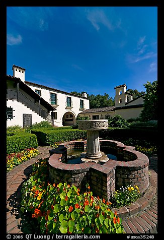 Fountain and garden, Allied Arts Guild. Menlo Park,  California, USA