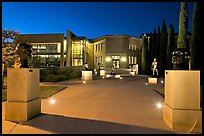 Cantor Art Center at night with Rodin sculpture garden. Stanford University, California, USA
