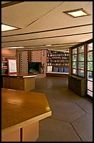 Library, Hanna House, a Frank Lloyd Wright masterpiece. Stanford University, California, USA ( color)