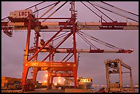 Cranes, Port of Los Angeles, sunset. Long Beach, Los Angeles, California, USA ( color)