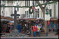 Stalls on Olvera Street, El Pueblo historic district. Los Angeles, California, USA (color)