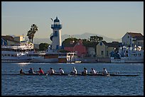 Women Rowers and lighthouse, early morning. Marina Del Rey, Los Angeles, California, USA ( color)