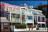 Row of colorful beach houses. Santa Monica, Los Angeles, California, USA