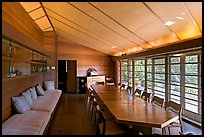 Dining room, Hanna House, a Frank Lloyd Wright masterpiece. Stanford University, California, USA