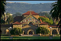 Memorial Church, main Quad, and foothills. Stanford University, California, USA